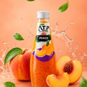 نوشیدنی هلو بدون گاز با تخم شربتی