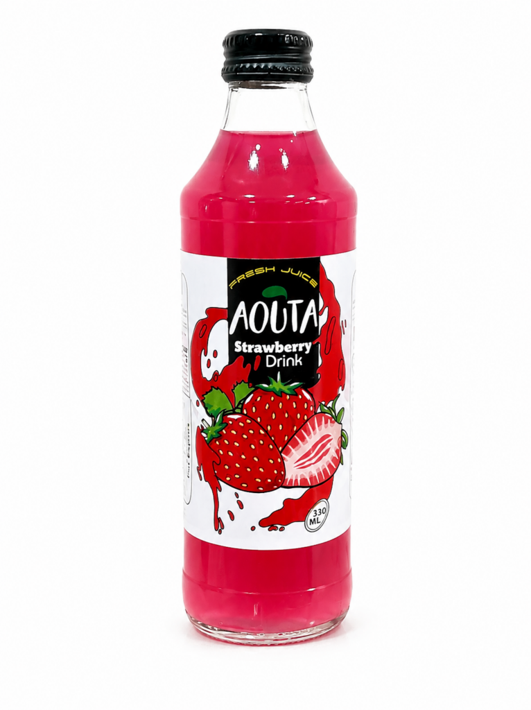 آب میوه شیشه میوه ای AOUTA توتفرنگی